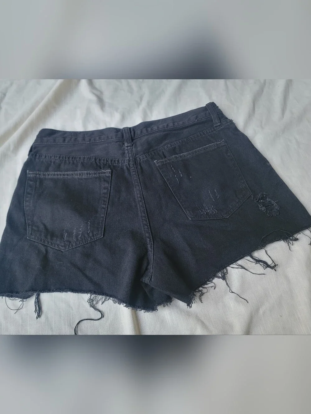 We The Free People SOFIA Black Distressed Denim Jean Cut Off Destructed Shorts